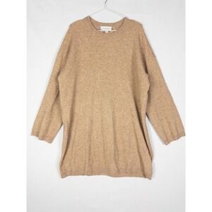Pomander Place Sweater Dress L Tan Knit Pullover Midi Long Sleeve